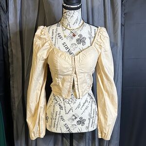 Cream Long-Sleeve Corset Crop Top